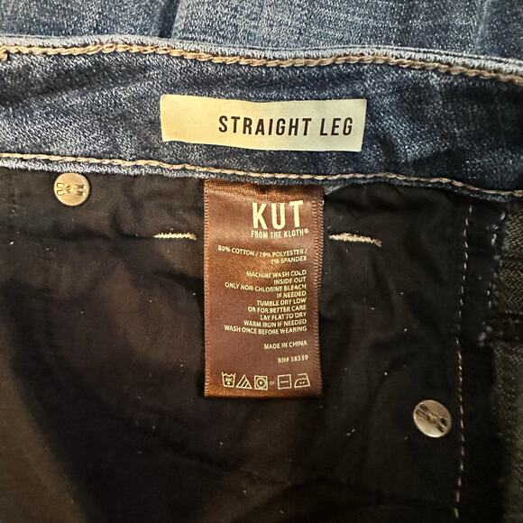 KUT from‎ the Kloth Straight Leg Jeans Women’s Size 8 Blue Whiskered High Rise - Picture 8 of 9